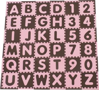 ABC Numbers Pink Brown Eva Foam Playmat Floor Mat Set Tadpoles New 