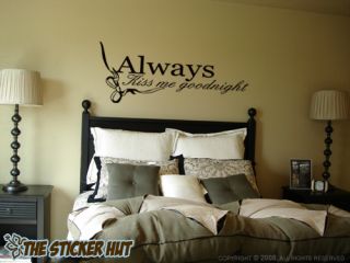 Always Kiss Me Goodnight Wall Lettering Text Words Decals Stickers 264 