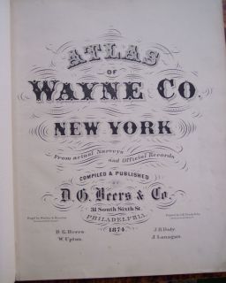 1874 Wayne County NY Atlas Loaded Hand Colored Maps