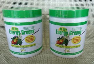 ALL DAY ENERGY GREENS ALKALIZING GREEN DRINK LOT OF 2 CONTAINERS
