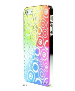   rainbow hollow aluminum plated plastic cover case for iphone 5 u671a