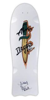 Alva Skates Tony Alva Dagger Tail Autographed Skateboard White DIP 