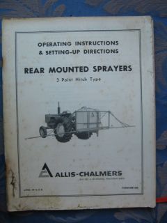 9001304 Allis Chalmers Manual Rear Mounted Sprayers 3 Point Hitch Type 
