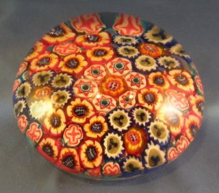 VINTAGE MILLEFIORI GLASS PAPERWEIGHT MULTI COLOR RODS TIGHT FORMATION 