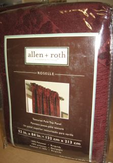 Allen Roth Roselle Burgundy Textured Pole Top Window Panel Drape 