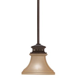 Allen Roth Tannery Bronze Aztec Mini Pendant Light with Frosted Shade 