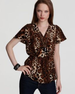 Amanda Uprichard New Ella Brown Leopard Print Flutter Sleeve Blouse 