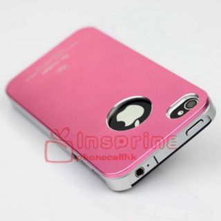 Aluminum Metal Skin with Plastic Hard Case Cover for Apple iPhone 4 4G 