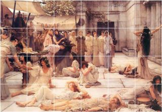 XL Lawrence Alma Tadema Historical Painting Backsplash Wall Tile 