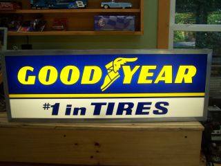 Goodyear Double Sided Lighted Sign  1 in Tires Aluminum Frame 12 by 