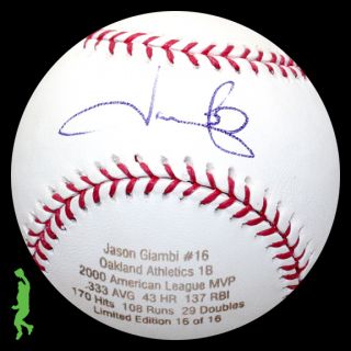 Jason Giambi Signed Auto 2000 American League MVP Baseball Ball 