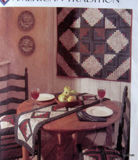 American Traditions McCalls Log Cabin Quilt Pattern Table Runner Apron 