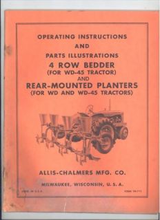 TM 71C ALLIS CHALMERS 4 ROW BEDDER REAR PLANTERS REAR MOUNTED PLANTERS 