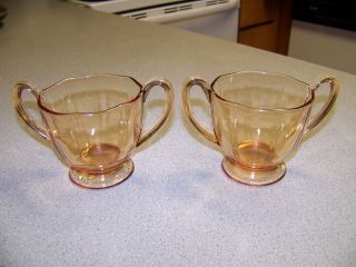 Gorgeous Vintage Amber Glassware Set of 2 Mugs Glasses Beautiful Glass 