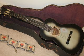 1930s Slingerland May Bell vintage SILVER BURST guitar case PRE Gibson 