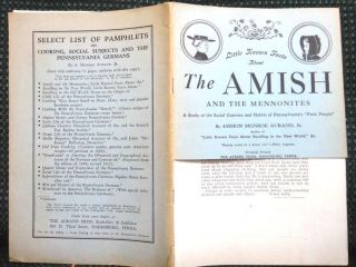1939 Antique Amish Mennonite Facts Ammon Aurand Penn