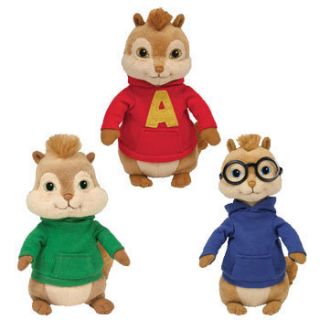 TY Beanie Babies   ALVIN & THE CHIPMUNKS (Set of 3   Alvin, Simon 
