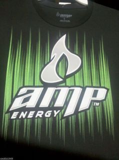Mens Amp Energy Drink T Shirt Mountain Dew Pepsi Black w Neon Green 