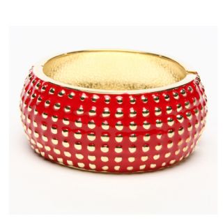 Amrita Singh 18k Gold Plated India ENAMEL Bracelet Cuff RED GOLD 