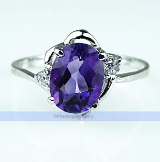 Genuine 1 2ct Oval Purple Amethyst Silver Ring Size 7 FINDINGJEWELRY 