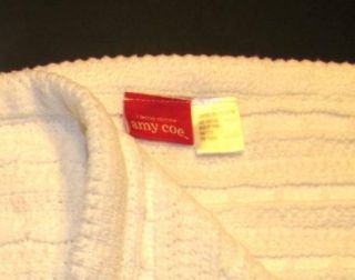 Amy COE Lt Ed White Cable Knit Chenille Blanket Red Tag