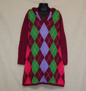 Gap Kids Girl Highlands Purple Hooded Argyle Sweater Dress Size 6 7 