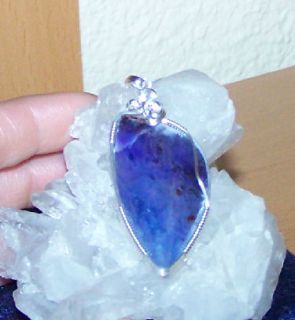 Heal Love Fly Richterite Sugilite Bustamite Sterling Wire Wrap Pendant 