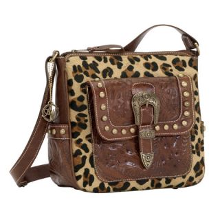 American West Leather Crossbody Leopard Cowhide Handbag