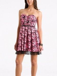 New Guess Pink Rosette Jonsie Tube Top Jewel Dress s L