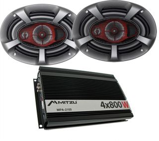   Channel 800W Car Audio Amplifier Amp Two 6x9 Speakers Amp Amps