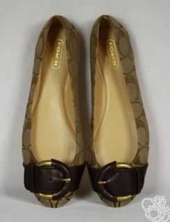 Coach Amelia 12cm Signature C Khaki Womens Ballet Flats Shoes New 