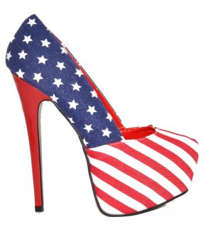 New Women American Flag Platform Concealed Stiletto High Heels Shoes 