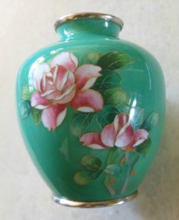Antique ANDO Style Japanese Cloisonne Ikebana Flower Peony Rose Vase 