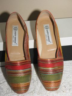 Andre Assous Colorful Fabric Leather Espadrilles Flats Shoes 8N Made 