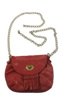 American Rag Red Metallic Twist Front Flap Shoulder Handbag Small BHFO 