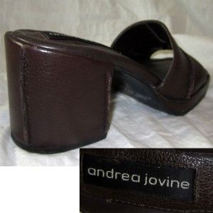 Andrea Jovine Brown Pebbly Slides Shoes Sandals Heels $139 Chunky 