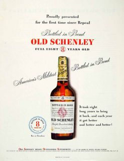   Schenley Straight Bourbon Whiskey Bottle Bond New York Alcohol Drink