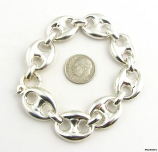 Chunky Anchor Chain Bracelet   800 Silver Polished 8 Fine Estate 