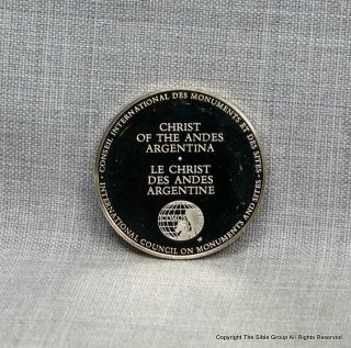 Franklin Mint Christ of The Andes Argentina Sterling Round