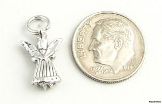 Guardian Angel Charm Sterling Silver 3D Fashion Pendant Religious 