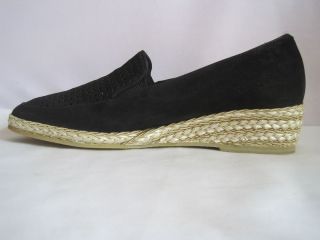 ANDRE ASSOUS Vintage Women Shoes Loafer Black Suede 7 5 Made in Spain 