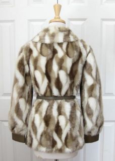 vtg 60 s faux fur leather belted jacket coat m l