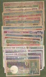 Portugal Angola 20 Diff Old Banknotes 1956 to 1973
