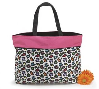 Sassy Pink Multi Color Leopard Print Tote Beach Bag
