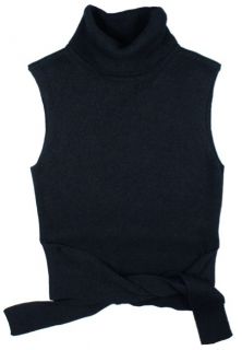 Anne Klein Petites Navy Front Tie Sleeveless Sweater Pristine Sz P XS 