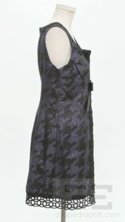 Anna Sui for Target Navy Blue Shimmer & Black Bow V Neck Dress Size 11 