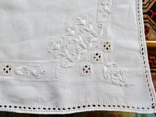 Antique Italian Linen Embroidered Buffet Scarf Table Runner Punto 