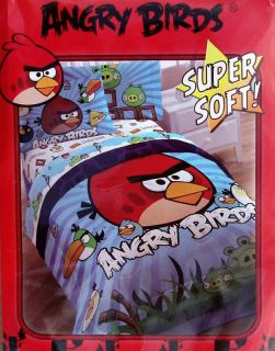 Rovio Angry Birds Light Blue Twin Comforter Sheets 5pc Bedding Set New 