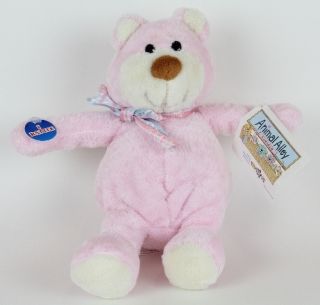 New Animal Alley Toys R US Plush Pink Teddy Bear Rattle Stuffed Lovey 