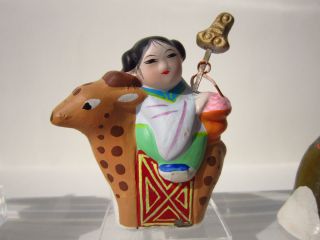    Chinese Figures Riding Mythical Creatures Animals with Display Case